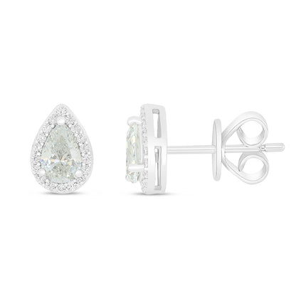 Sterling Silver 925 Earring Rhodium Plated Embedded With Diamond Zircon And White Zircon