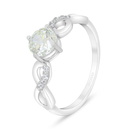 خاتم من الفضة الخالصة عيار 925 مطلي روديوم مرصع بالزركون الكناري الالماسي و فص ابيض