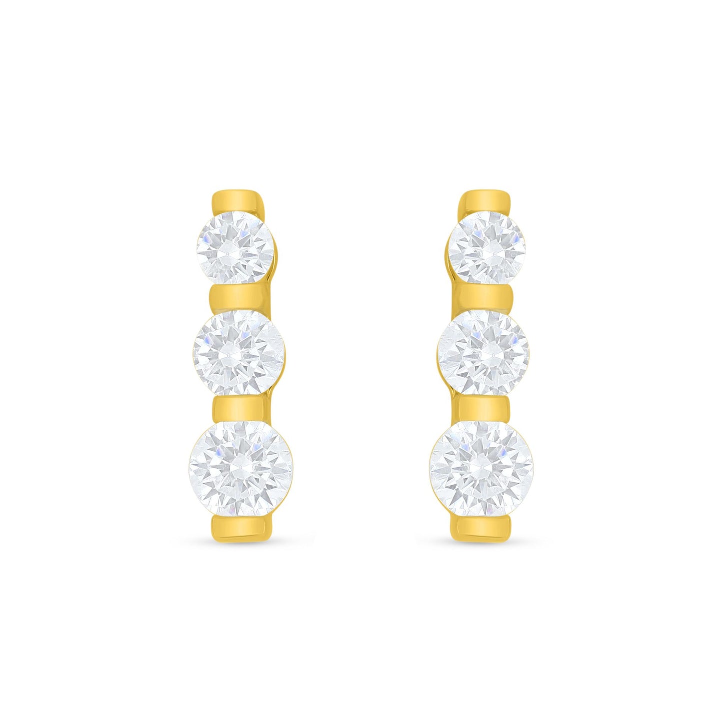 Sterling Silver 925 Earring Golden Plated Embedded With White Zircon