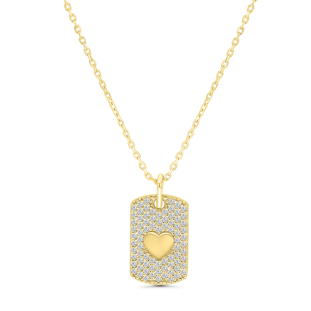 Sterling Silver 925 Necklace Gold Plated Embedded With White CZ