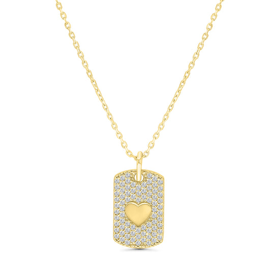 Sterling Silver 925 Necklace Gold Plated Embedded With White CZ