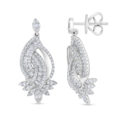 Sterling Silver 925 Earring Rhodium Plated Embedded With White Zircon
