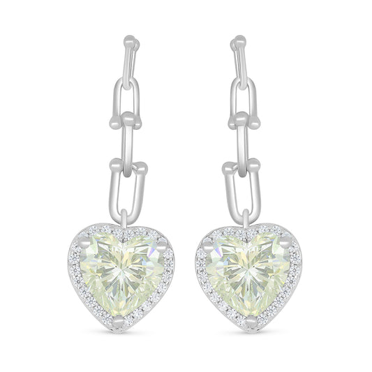 Sterling Silver 925 Earring Rhodium Plated Embedded With Diamond Zircon And White Zircon