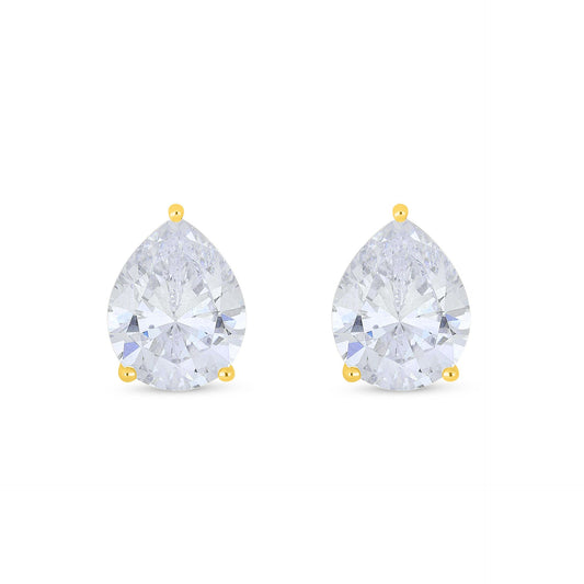 Sterling Silver 925 Earring Golden Plated Embedded With White Zircon