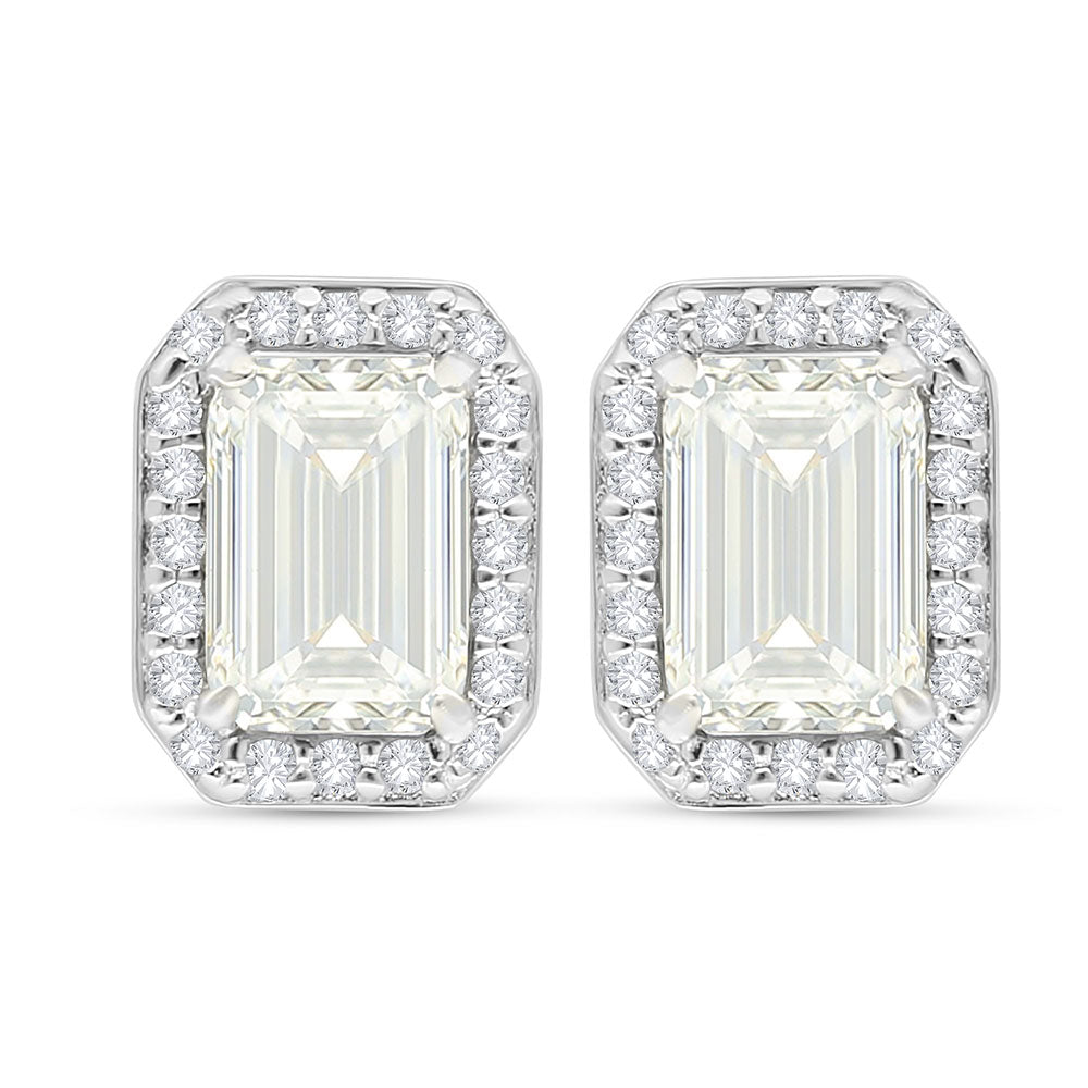 Sterling Silver 925 Earring Rhodium Plated Embedded With Diamond Zircon And White Zircon