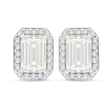 Sterling Silver 925 Earring Rhodium Plated Embedded With Diamond Zircon And White Zircon