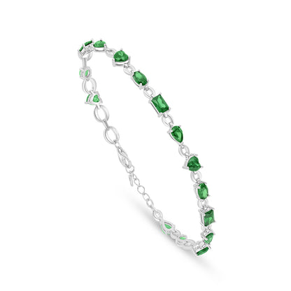 اسورة من الفضة الخالصة عيار 925 مطلية روديوم مرصعة زركون زمردي