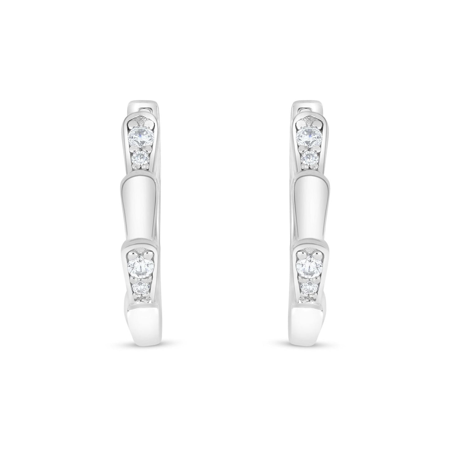 Sterling Silver 925 Earring Rhodium Plated Embedded With White Zircon