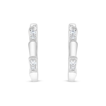 Sterling Silver 925 Earring Rhodium Plated Embedded With White Zircon