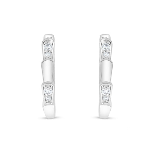 Sterling Silver 925 Earring Rhodium Plated Embedded With White Zircon
