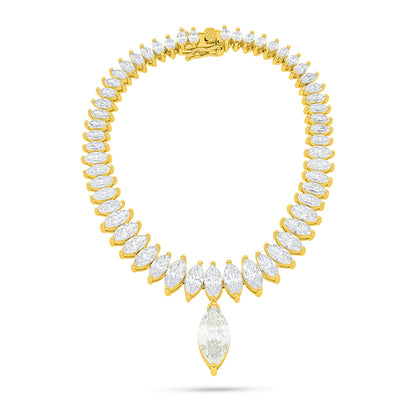 Sterling Silver 925 SET Golden Plated Embedded With Yellow Diamond And White Zircon