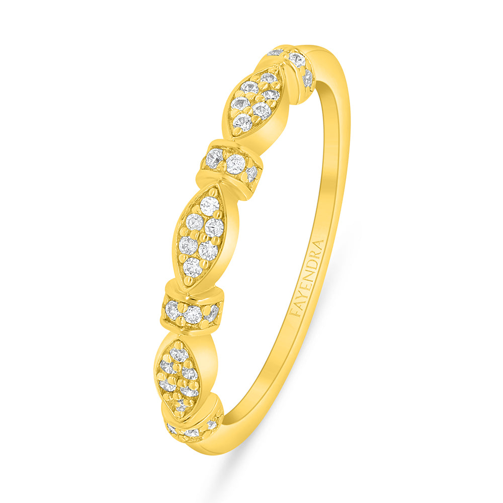 Sterling Silver 925 Ring Golden Plated Embedded With White Zircon