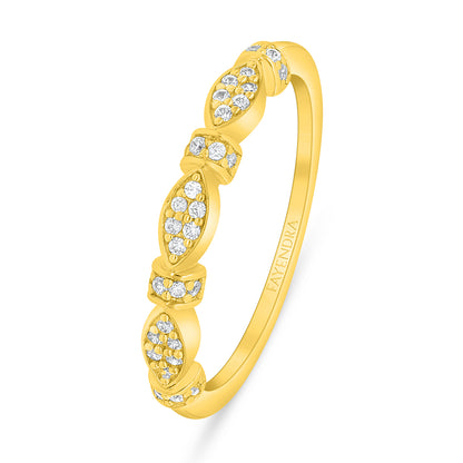 Sterling Silver 925 Ring Golden Plated Embedded With White Zircon
