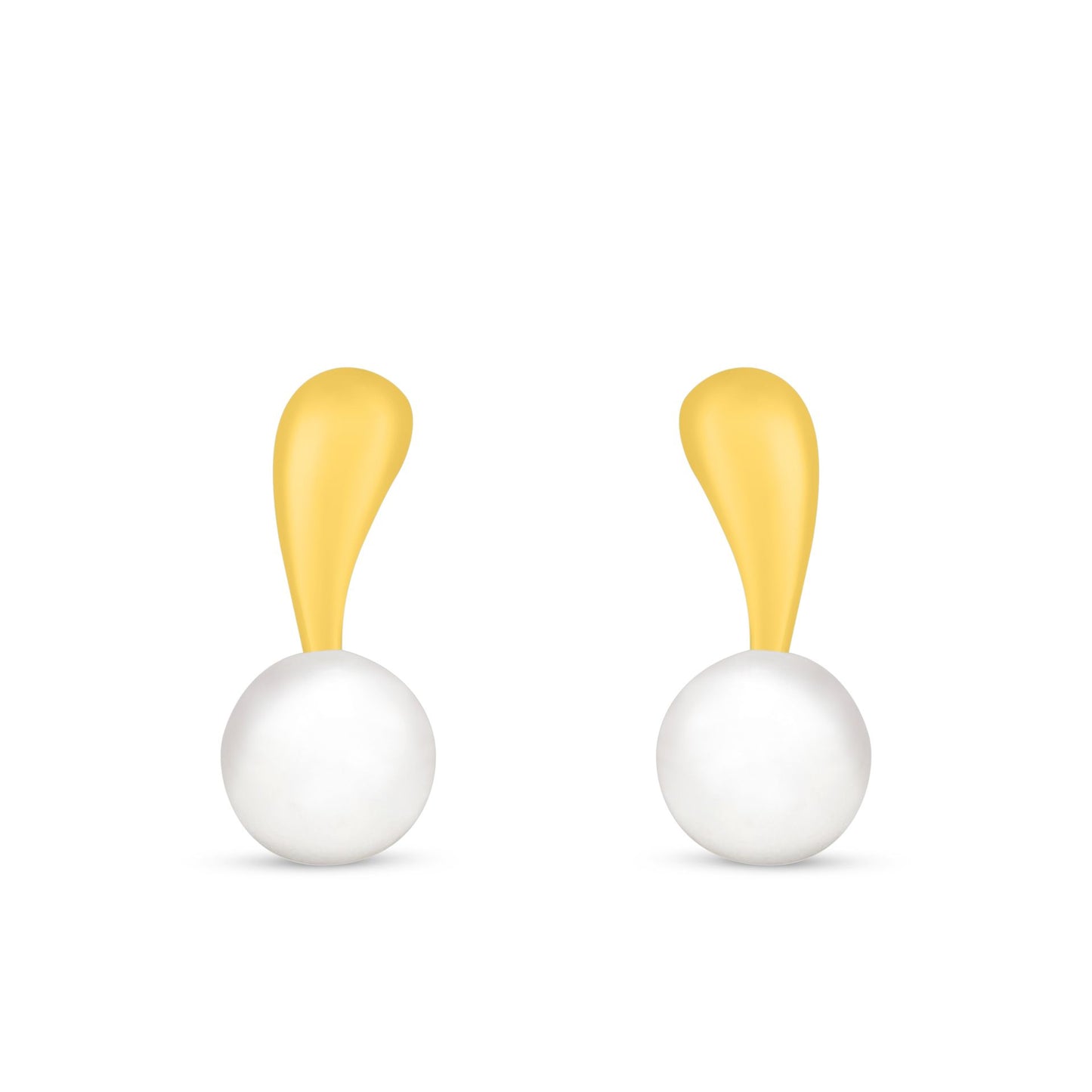 Sterling Silver 925 Earring Golden Plated Embedded With Natural White Pearl