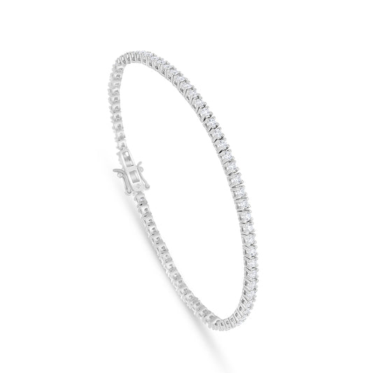 Sterling Silver 925 Bracelet Rhodium Plated Embedded With White Zircon