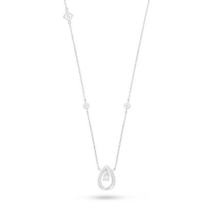 Sterling Silver 925 Necklace Rhodium Plated Embedded With White Zircon