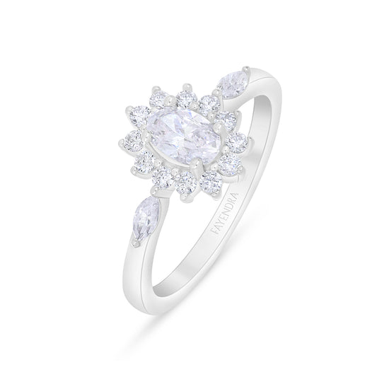 خاتم من الفضة الخالصة عيار 925 مطلي روديوم مرصع فص ابيض