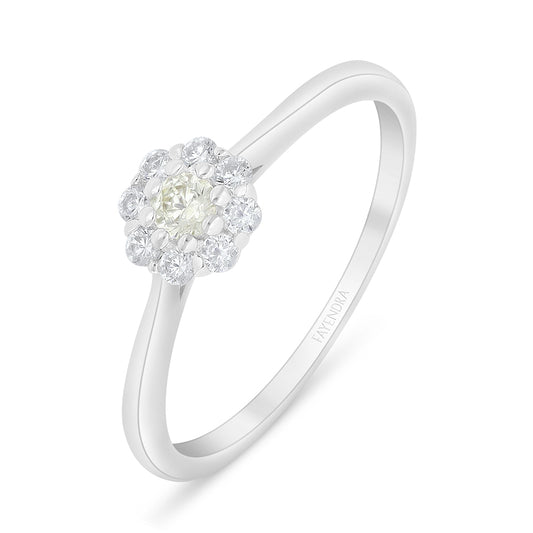 Sterling Silver 925 Ring Rhodium Plated Embedded With Diamond Zircon And White Zircon