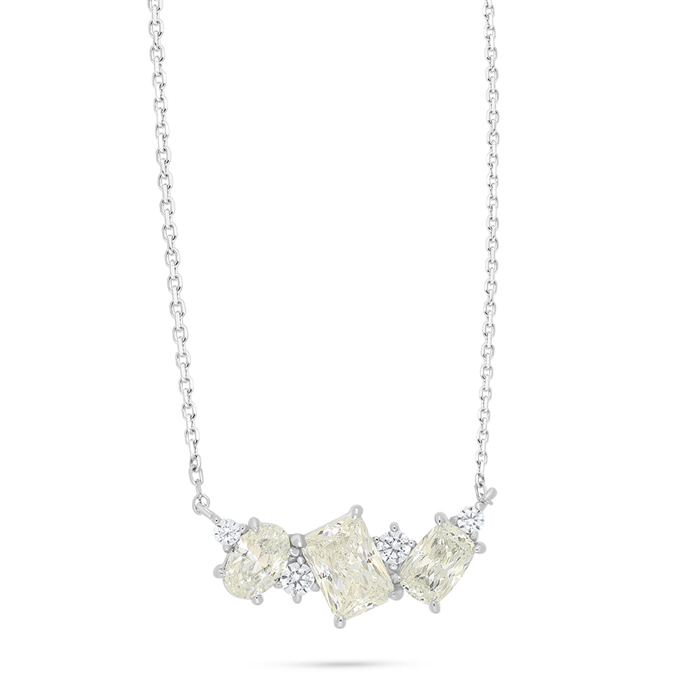 Sterling Silver 925 Necklace Rhodium Plated Embedded With Diamond Zircon And White Zircon