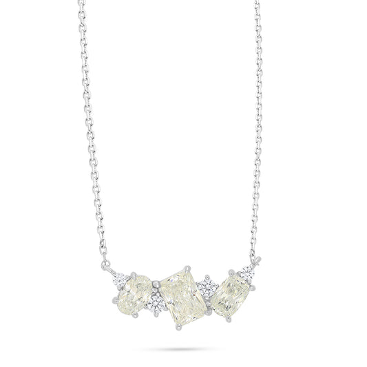 Sterling Silver 925 Necklace Rhodium Plated Embedded With Diamond Zircon And White Zircon