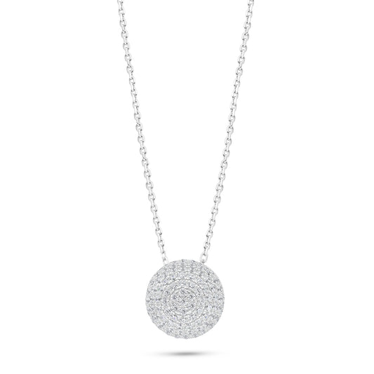 Sterling Silver 925 Necklace Rhodium Plated Embedded With White Zircon