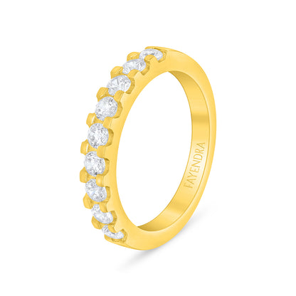 Sterling Silver 925 Ring Golden Plated Embedded With White Zircon