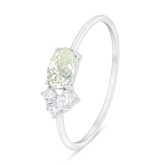 Sterling Silver 925 Ring Rhodium Plated Embedded With Diamond Zircon And White Zircon