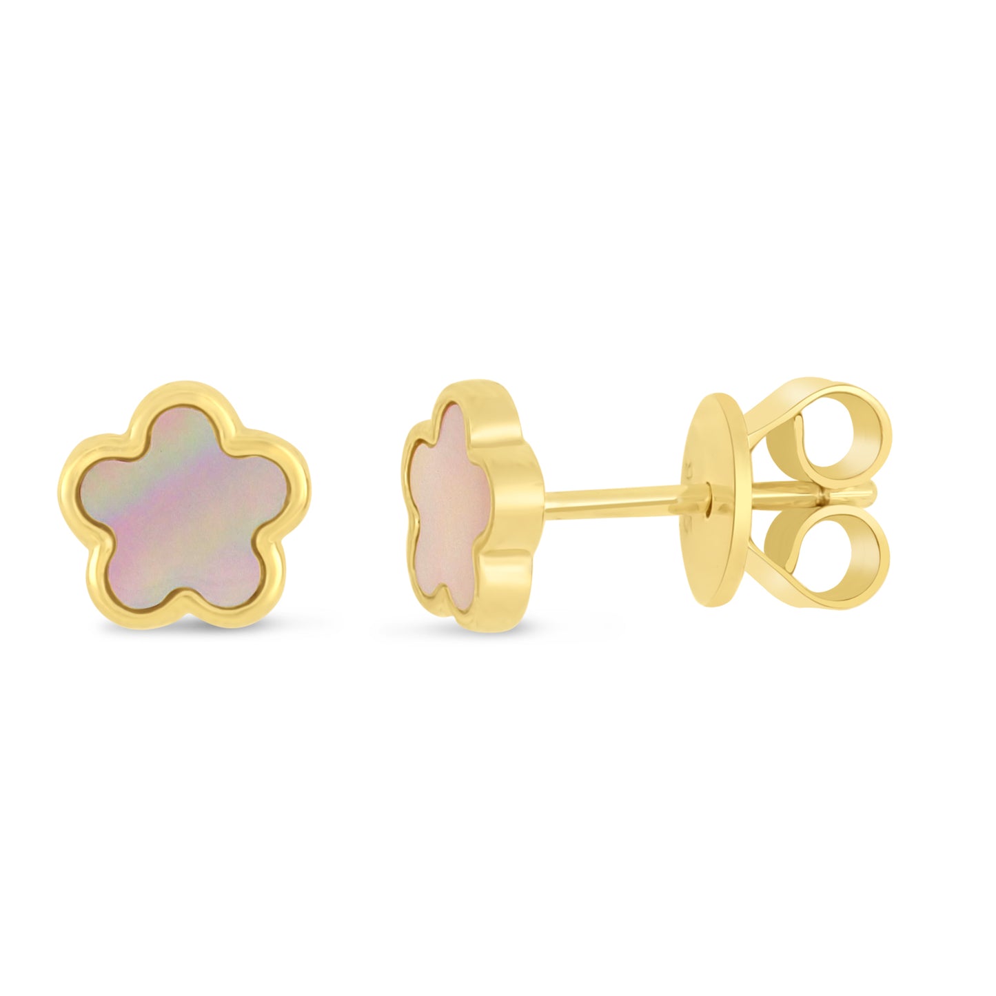Sterling Silver 925 Earring Golden Plated Embedded With White Shell