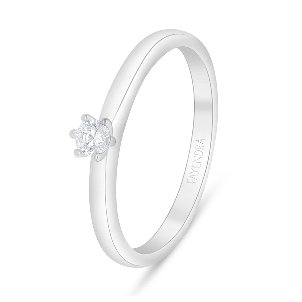 Sterling Silver 925 Ring Rhodium Plated Embedded With White Zircon