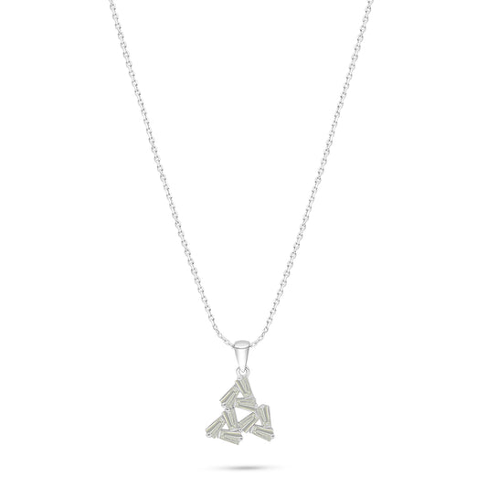 Sterling Silver 925 Necklace Rhodium Plated Embedded With Diamond Zircon