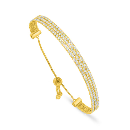 اسورة من الفضة الخالصة عيار 925 مطلية ذهبي مرصعة فص ابيض