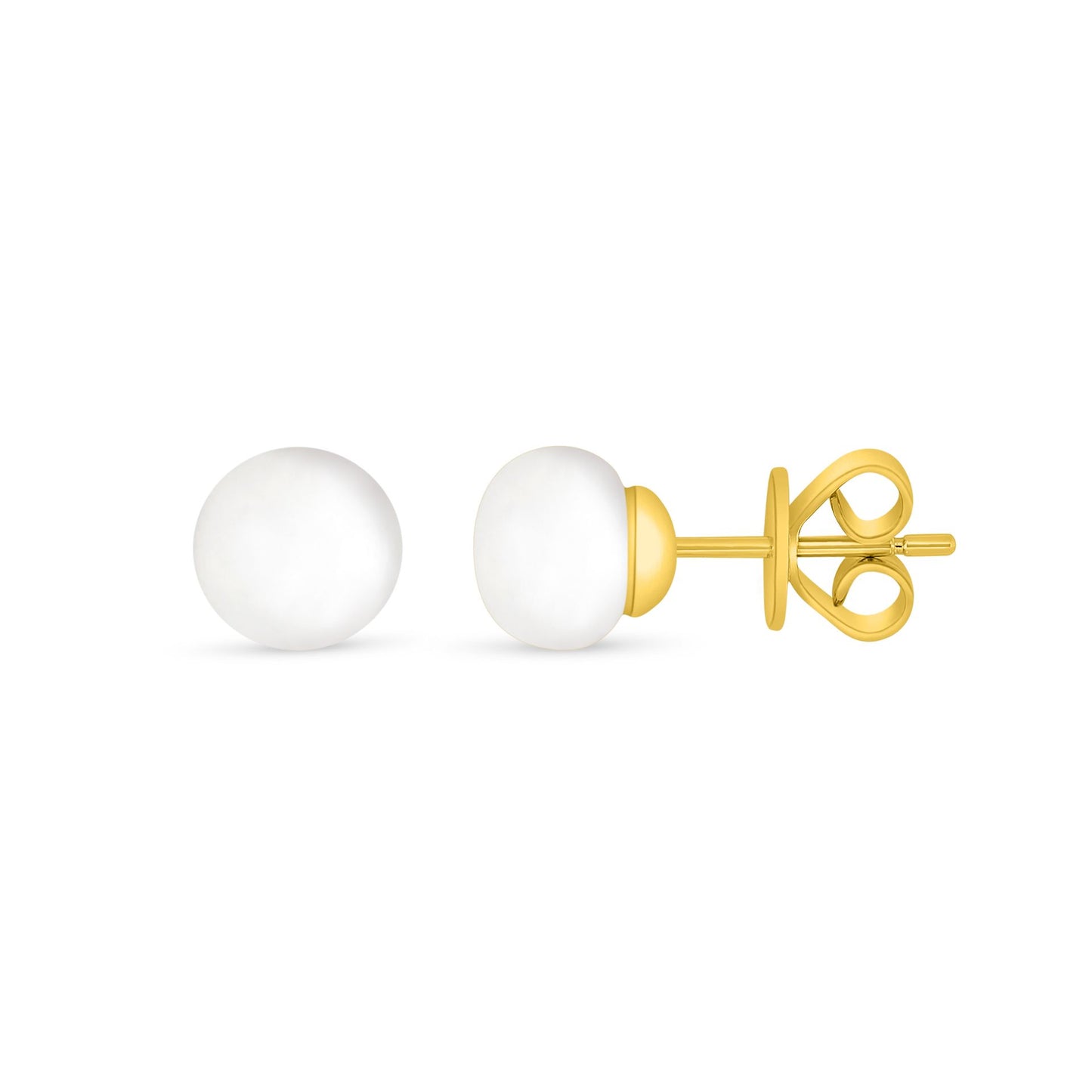 Sterling Silver 925 Earring Golden Plated Embedded With Natural White Pearl