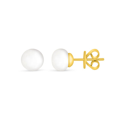 Sterling Silver 925 Earring Golden Plated Embedded With Natural White Pearl