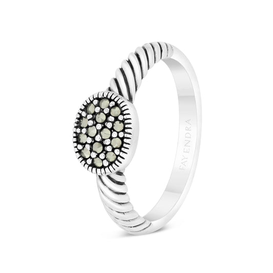 Sterling Silver 925 Ring Embedded With Marcasite Stones