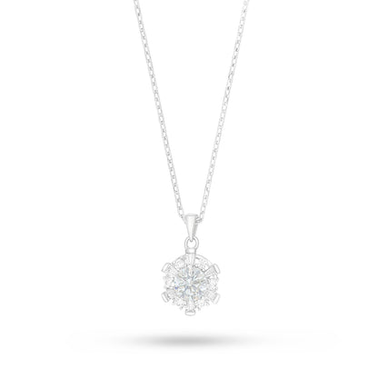 Sterling Silver 925 Necklace Rhodium Plated Embedded With Diamond Zircon And White Zircon