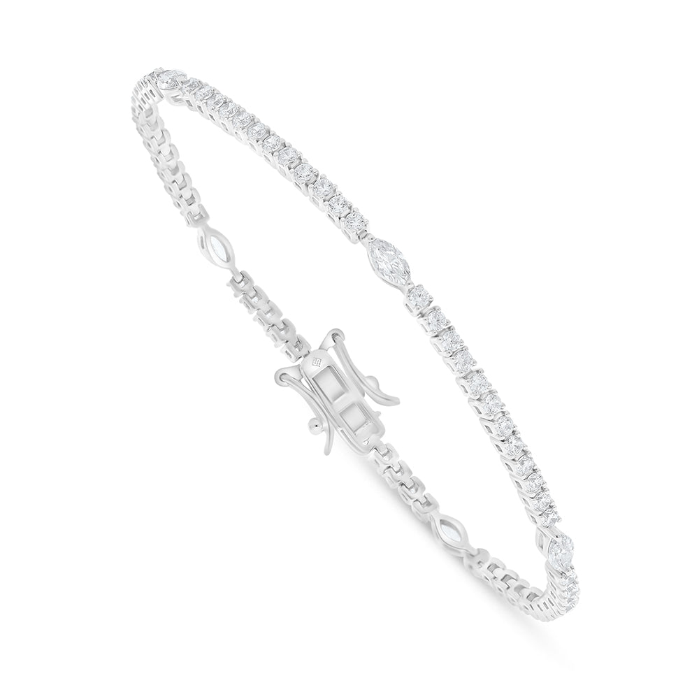 اسورة من الفضة الخالصة عيار 925 مطلي روديوم مرصع فص ابيض