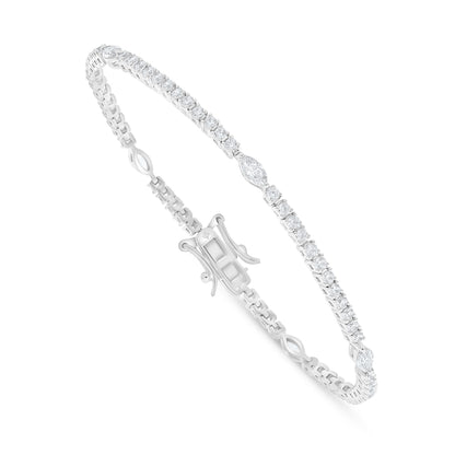 اسورة من الفضة الخالصة عيار 925 مطلي روديوم مرصع فص ابيض