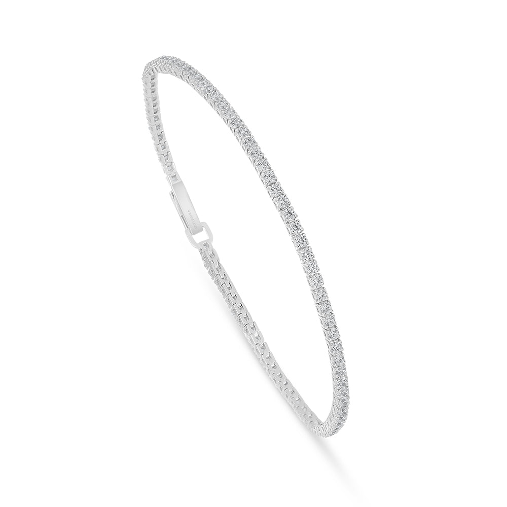 اسورة من الفضة الخالصة عيار 925 مطلية روديوم مرصعة فص ابيض