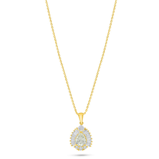Sterling Silver 925 Necklace Golden Plated Embedded With Diamond Zircon And White Zircon