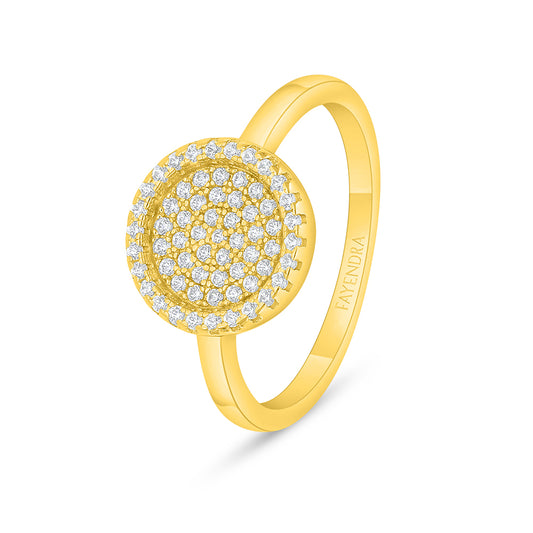 Sterling Silver 925 Ring Golden Plated Embedded With White Zircon