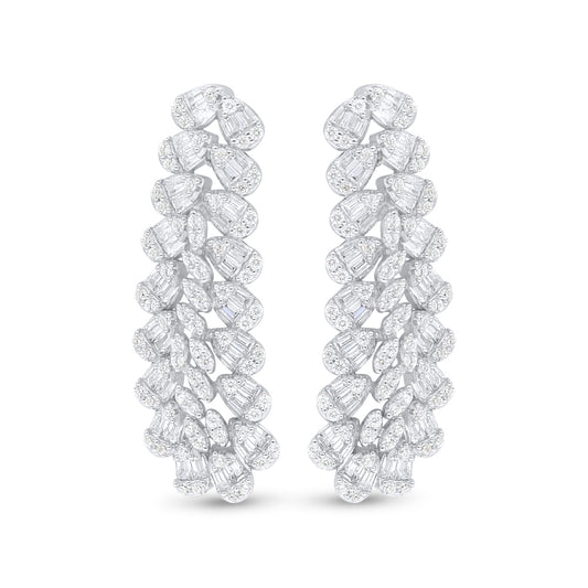 Sterling Silver 925 Earring Rhodium Plated Embedded With White Zircon