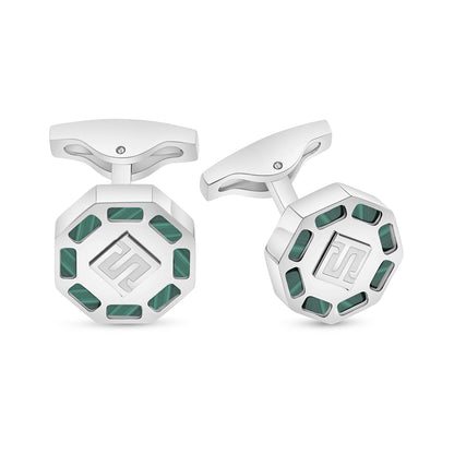 كبك ستانلس ستيل لون فضي عيار L316 مرصع احجار ملاكايت Matt Steel