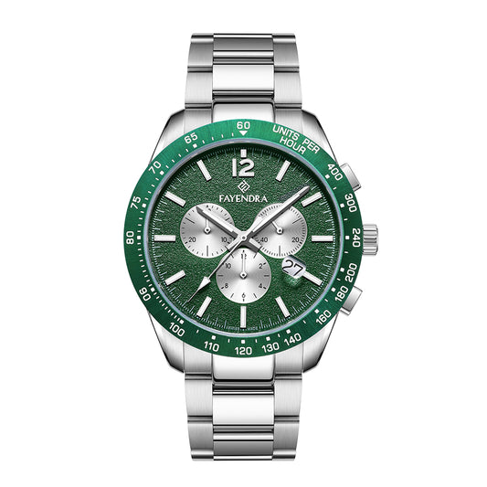Stainless Steel 316L Watch Silver Color For Men - GREEN METAL DIAL