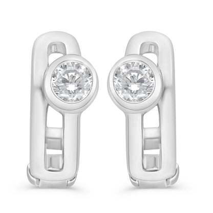 Sterling Silver 925 Earring Rhodium Plated Embedded With White Zircon