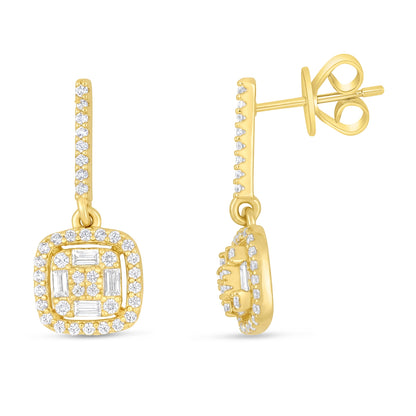 Sterling Silver 925 Earring Golden Plated Embedded With White Zircon