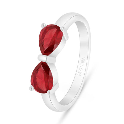 Sterling Silver 925 Ring Rhodium Plated Embedded With Ruby Corundum