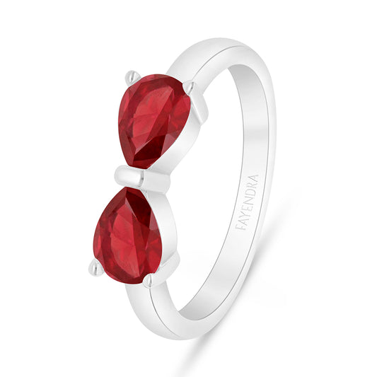 Sterling Silver 925 Ring Rhodium Plated Embedded With Ruby Corundum
