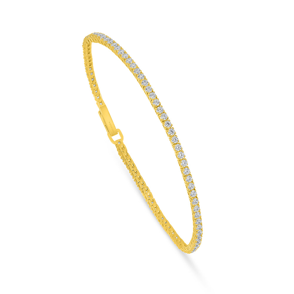 اسورة من الفضة الخالصة عيار 925 مطلية ذهبي مرصعة فص ابيض