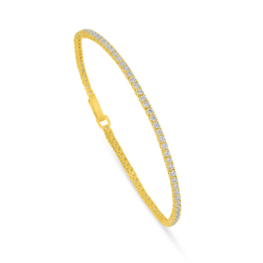 اسورة من الفضة الخالصة عيار 925 مطلية ذهبي مرصعة فص ابيض