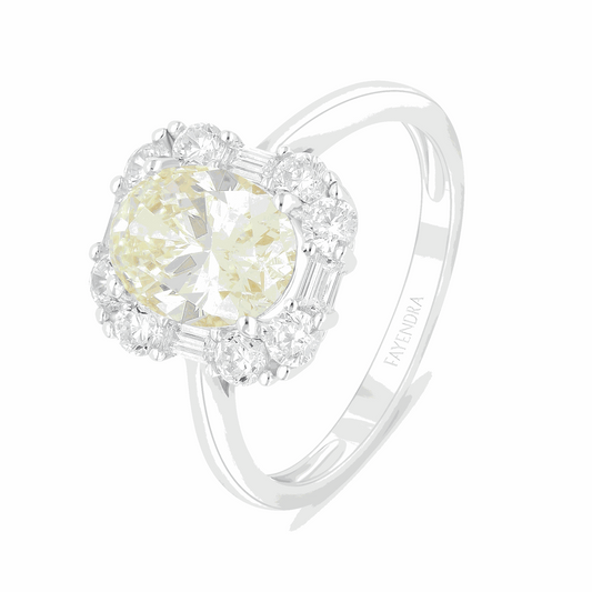 Sterling Silver 925 Ring Rhodium Plated Embedded With Diamond Zircon And White Zircon
